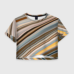 Футболка 3D укороченная женская Colored wavy lines, цвет: 3D-принт