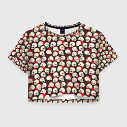 Футболка 3D укороченная женская Улыбающийся череп, цвет: 3D-принт