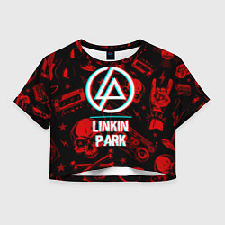 Футболка 3D укороченная женская Linkin Park rock glitch, цвет: 3D-принт