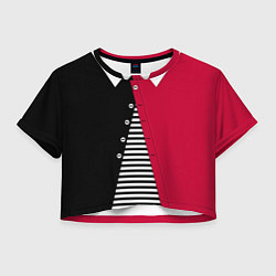 Футболка 3D укороченная женская Праздничный новогодний карнавальный костюм Буратин, цвет: 3D-принт