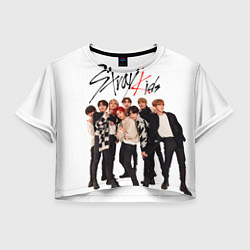 Футболка 3D укороченная женская Stray Kids white background, цвет: 3D-принт