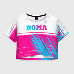 Футболка 3D укороченная женская Roma neon gradient style: символ сверху, цвет: 3D-принт