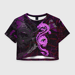 Футболка 3D укороченная женская Неоновый дракон purple dragon, цвет: 3D-принт