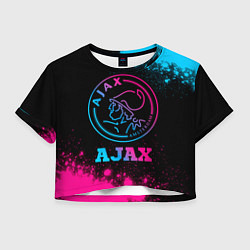 Футболка 3D укороченная женская Ajax - neon gradient, цвет: 3D-принт