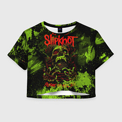 Футболка 3D укороченная женская Slipknot green череп, цвет: 3D-принт