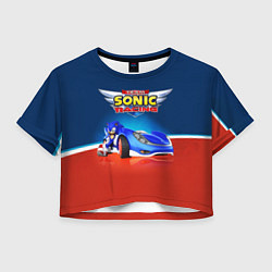 Футболка 3D укороченная женская Team Sonic Racing - Ёжик и его точило, цвет: 3D-принт