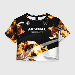 Футболка 3D укороченная женская Arsenal legendary sport fire, цвет: 3D-принт