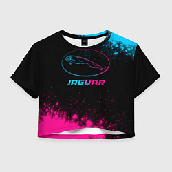 Футболка 3D укороченная женская Jaguar - neon gradient, цвет: 3D-принт