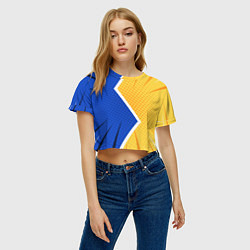 Футболка 3D укороченная женская Желто-синяя молния, цвет: 3D-принт — фото 2