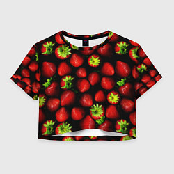 Футболка 3D укороченная женская Клубничка - ягоды, цвет: 3D-принт