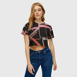 Футболка 3D укороченная женская Абстрактные розовые стеклянные блоки, цвет: 3D-принт — фото 2