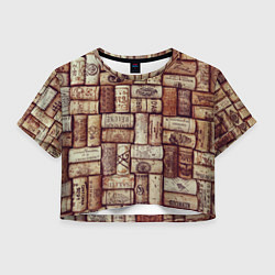 Футболка 3D укороченная женская Текстура винные пробки марочного вина, цвет: 3D-принт