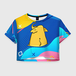 Футболка 3D укороченная женская Желтый слон вид сзади, цвет: 3D-принт