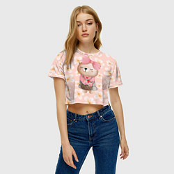 Футболка 3D укороченная женская Мишка с корзинкой, цвет: 3D-принт — фото 2