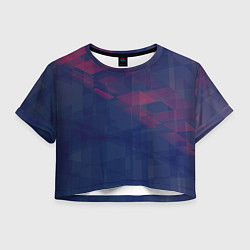 Футболка 3D укороченная женская Абстрактный прозрачный стеклянный фиолетовый патте, цвет: 3D-принт