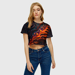 Футболка 3D укороченная женская Огненный орнамент с языками пламени, цвет: 3D-принт — фото 2