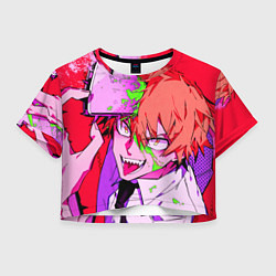 Футболка 3D укороченная женская КРОВАВАЯ ПИЛА, цвет: 3D-принт