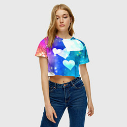 Футболка 3D укороченная женская Dreamy Hearts Multicolor, цвет: 3D-принт — фото 2