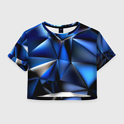 Футболка 3D укороченная женская Polygon blue abstract, цвет: 3D-принт