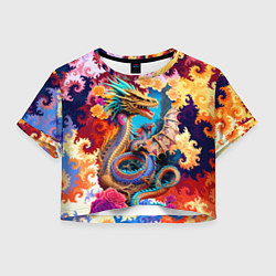 Футболка 3D укороченная женская Japan dragon - irezumi - tattoo - art, цвет: 3D-принт
