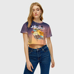 Футболка 3D укороченная женская Рука скелета держит мороженное, цвет: 3D-принт — фото 2