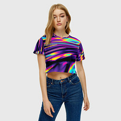 Футболка 3D укороченная женская Glitch colors, цвет: 3D-принт — фото 2