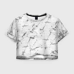 Футболка 3D укороченная женская Серый трещины тай-дай, цвет: 3D-принт