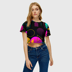 Футболка 3D укороченная женская Геометрия ретро стиль, цвет: 3D-принт — фото 2
