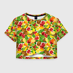 Футболка 3D укороченная женская Fruit abundance, цвет: 3D-принт