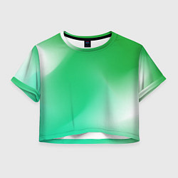 Футболка 3D укороченная женская Градиент зеленый, цвет: 3D-принт