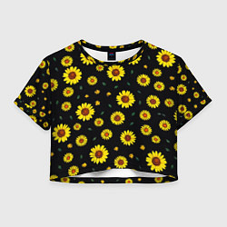 Женский топ Желтые ромашки на черном