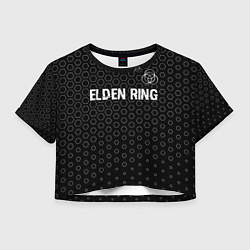 Футболка 3D укороченная женская Elden Ring glitch на темном фоне: символ сверху, цвет: 3D-принт