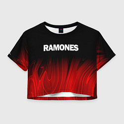 Футболка 3D укороченная женская Ramones red plasma, цвет: 3D-принт