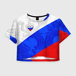 Футболка 3D укороченная женская Сердечко - Россия, цвет: 3D-принт