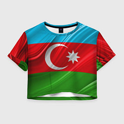 Футболка 3D укороченная женская Азербайджанский флаг, цвет: 3D-принт