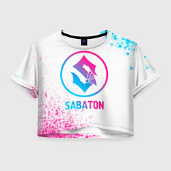 Футболка 3D укороченная женская Sabaton neon gradient style, цвет: 3D-принт