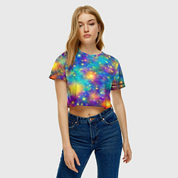 Футболка 3D укороченная женская Звездный космос, сияющий волшебством, цвет: 3D-принт — фото 2