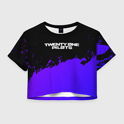 Футболка 3D укороченная женская Twenty One Pilots purple grunge, цвет: 3D-принт