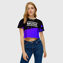 Футболка 3D укороченная женская Muse purple grunge, цвет: 3D-принт — фото 2