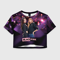 Футболка 3D укороченная женская Blackpink purple, цвет: 3D-принт