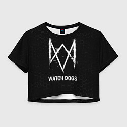 Футболка 3D укороченная женская Watch Dogs glitch на темном фоне, цвет: 3D-принт