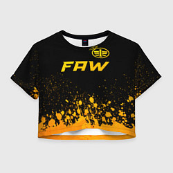Футболка 3D укороченная женская FAW - gold gradient: символ сверху, цвет: 3D-принт