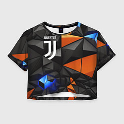 Футболка 3D укороченная женская Juventus orange black style, цвет: 3D-принт