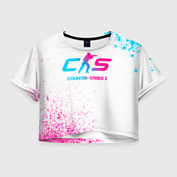 Футболка 3D укороченная женская Counter-Strike 2 neon gradient style, цвет: 3D-принт
