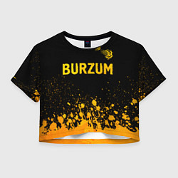 Футболка 3D укороченная женская Burzum - gold gradient: символ сверху, цвет: 3D-принт