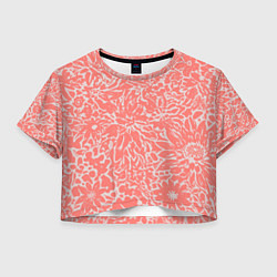 Футболка 3D укороченная женская Цветочный персиковый, цвет: 3D-принт