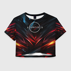 Футболка 3D укороченная женская Starfield abstract logo, цвет: 3D-принт