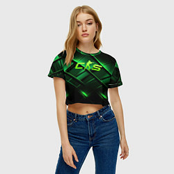 Футболка 3D укороченная женская CS2 green background, цвет: 3D-принт — фото 2