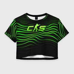 Футболка 3D укороченная женская CS2 green logo, цвет: 3D-принт