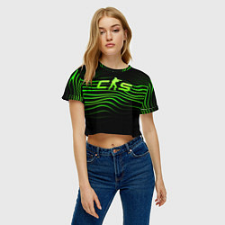 Футболка 3D укороченная женская CS2 green logo, цвет: 3D-принт — фото 2